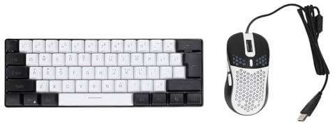 Asixxsix Mechanische Gaming-Tastatur, 61 Tasten, RGB-LED-Hintergrundbeleuchtung, Anti-Ghosting, ergonomisch, kabelgebunden, und Maus für PC, Mac, Gamer und (Weißer schwarzer Rahmen in der Mitte)
