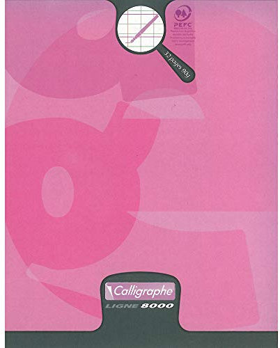 Clairefontaine 108707C - Heft Calligraphe 17x22 cm, 16 Blatt, doppelte Linien 2mm, 90g, Rosa, 1 Stück