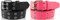 SCAMODA Nietengürtel im 2er Set mit Doppel-Lochnieten, Ösen und Dornschließe für Damen und Herren (Schwarz/Pink - 120/BW105 - Br. 3,5cm)