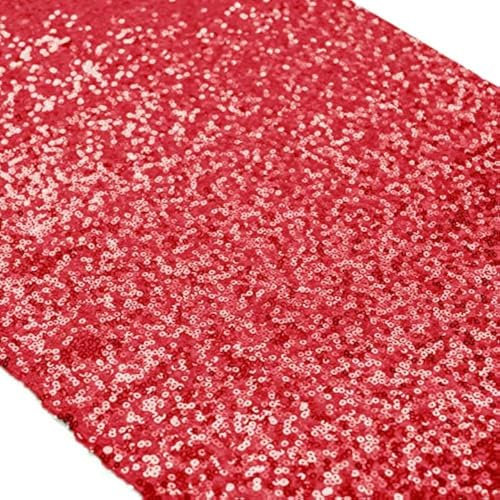 ShinyBeauty Nappe étincelante Rouge en Paillettes pour la décoration de Mariage/événements, 30 x 180 cm, nappes en Lin, Couvre-Table de Noël, décoration d'halloween (Couleur Rouge)