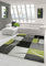 Designer Teppich Moderner Teppich Wohnzimmer Teppich Kurzflor Teppich mit Konturenschnitt Karo Muster Grün Grau Creme Schwarz Größe 80 x 300 cm