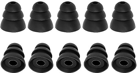 sourcingmap 10 Pcs Soft Silicone Earbuds, 3 Flange Noise Cancelling Triple Flange Ear Cushion Earpads, Replacement Earbud Tips Fit 4mm-5mm Earplugs for In-Ear Earphones, Black