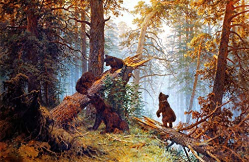 Kunstdruck/Poster: IWAN Iwanowitsch Schischkin Morgen im Föhrenwald - hochwertiger Druck, Bild, Kunstposter, 85x55 cm