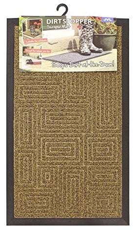 JVL Maze Design Patterned Dirt Stopper Scraper Entrance Door Mat,TE PP/Rubber, Beige, 45 x 75 cm