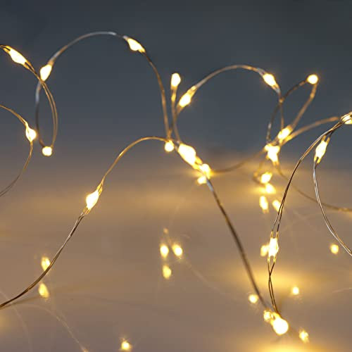 Qbis Battery Operated Fairy Lights, Micro Warm White LEDs, Wire Lights with Timer (30 LED)