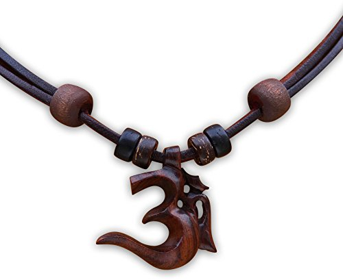 HANA LIMA Lederkette Halskette Herren Damen Om Shiva Buddha Indien Omkette Surferhalskette Surferkette