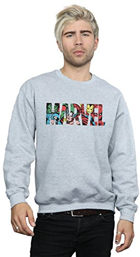 Marvel Comics Men's Logo Character Infill Sweatshirt Sport Grey XX-Large