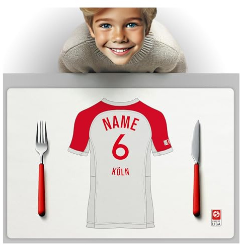 KÖLN Fanartikel Tischset PERSONALISIERTES Geschenk, passend für KÖLN Fans, Geschenk Jungen, Fussball Männergeschenke Köln Trikot Geburtstag Weihnachten Platz-Set TS24DEDE