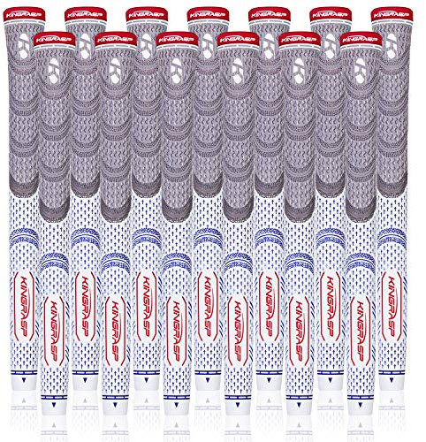 KINGRASP Multi Compound Golf Grips,Golf club grips midsize standard Size,13 Grips Set,6 Colors Optional,Anti-Slip High Stability,All Weather Cord Rubber Golf Club Grips(Gray/White, midsize )