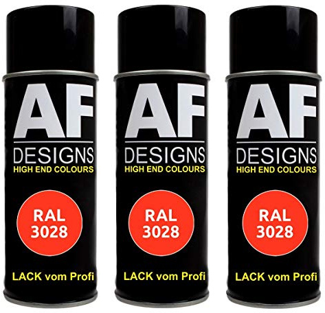 Alex Flittner Designs Lot de 3 bombes de peinture pour voiture RAL3028 Rouge brillant