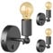 ledscom.de 3 Stück Vintage E27 Wand-Leuchte FETRO mit Schalter, schwarz, schwenkbar, inkl. E27 Lampe Vintage gold (extra-warmweiß, 471lm)