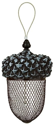 Unibos Acorn Bird Feeder - Outdoor Mounted Mixed Nuts Feeding Station for Wild Birds - Hanging Decoration or Ornament for Garden and Lawn - Heavy-Duty Squirrel-Proof Metal Mesh Nut or Seed Holder