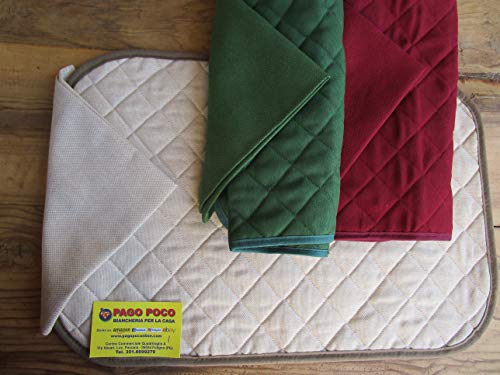 NOVITA !!! Tovaglietta Americana Trapuntata con 1 tovagliolo In Tinta Unita Colori:Beige-Verde-Bordeaux 100% Cotone MADE IN ITALY!!!!! (Bordeaux)