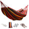 Outdoor Single/Double Hammock Garden Camping Canvas Hammock Hanging Bed Swing 2 ropes 2 straps and 2 S-shaped hooks 260x80cm (Red, Single)