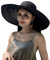 WSLCN Femme Chapeau de Soleil en Paille à Bord Large Capeline Pliable Plage Eté Anti-UV Décoration de Ruban Bleu Marine (Bordure noire)