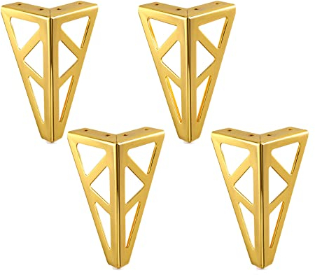 4 Stück Ersatz Metall Möbelfüße, 6 / 15cm Dreieck Gold Möbel Möbelfüsse, DIY Tischbeine Schrankfüsse, für Stühle, Schrank und Sofa, andere Möbelbeine (15cm, Gold)