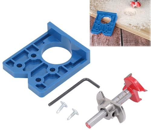 Broca para Bisagras de 35 mm, Guía de Montaje para Bisagras Ocultas de Armarios + Posicionador, Agujero Redondo de 35mm (1-3/8 Pulgadas), para Puertas, Ventanas Y Muebles de Madera