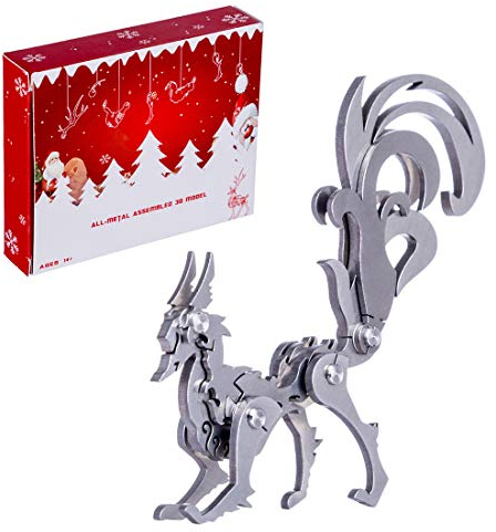 FANGZI 3D Metall Puzzle Erwachsene Fuchs Metall 3D Puzzle Modellbausatz, Adventskalender 2022 Puzzle Geschenk Ornamente Metall Fuchs Laserschnitt Modell