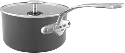 Mauviel M'Stone 3 Sauteuse Antiadhésive Anodisée Dur avec Couvercle en Verre et Poignées Fonte Inox 1,9 l Fabriqué en France