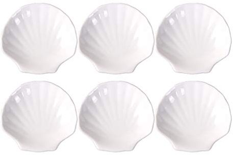 Luxshiny 6st Muscheln Als Schale Muscheln Appetizer Jakobsmuschel Geschirr Keramik Fischteller Dessertteller Schale Porzellan Schalengeschirr-sets Flache Teller Weiß Runden