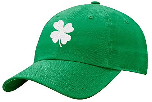HilyBony St. Patrick's Day Baseballkappe für Damen und Herren, Kleeblatt, irisches Grün, 4-blättriges Kleeblatt, Unisex, verstellbare Trainingshut, grün, M