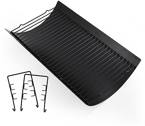 Criditpid 20 Inch Ash Pan Drip Pan Ashpan for Char-Griller 5050, 5072, 5650, 2123, 2223, 2823 Charcoal Grill, 20 Drip Pan Grates Replacement Part with 2pcs Fire Grate Hanger.