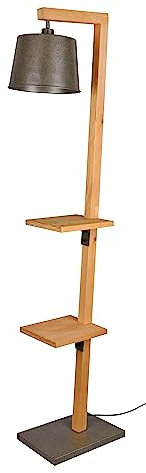 Trio Leuchten Stehleuchte Rodrigo 402690167, Schirm Metall Nickel antik/goldfarbig, Holz, exkl. 1x E27