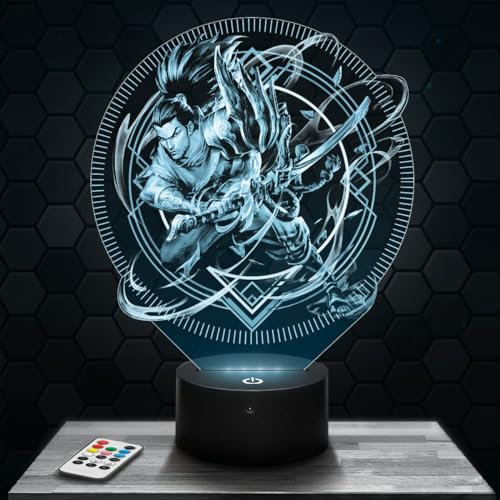 Lampe LOl Yasuo deko Zimmer Junge Lampe 3D LOl Yasuoobjekt Gaming Gamer Videospiele Geschenk gedämpftes Licht Nachtlicht deko Büro. Eigenartig Geschenk Weihnachten Teenager