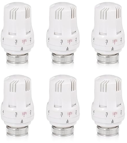 Tete Thermostatique Radiateur, 6 Pièces Tête de Vanne de Radiateur, Robinet Thermostatique Radiateur, M30 X 1,5 Tête de Thermostat, Tête de Radiateur pour Le Bureau et La Maison(A)