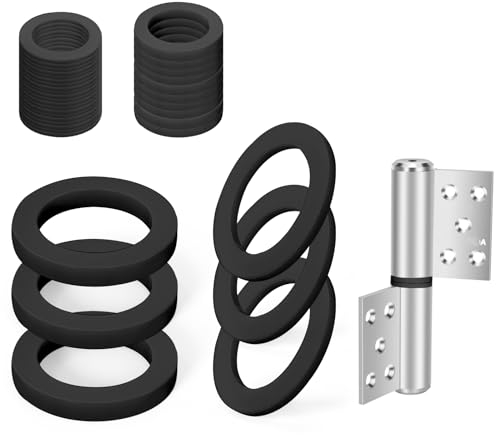 Fitschenringe Kunststoff Zimmertüren,60 Stück Schwarz Unterlegscheiben Türscharnier 10,2 mm X 15 mm Montageringe,1mm 30Pcs & 2mm 30 Pcs,Distanzscheiben Kunststoff für Standard Zimmertüren