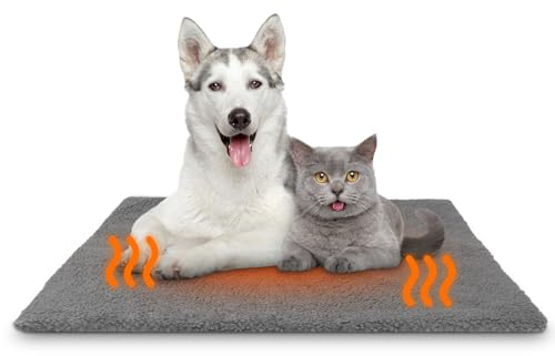 Hysagtek Katzendecke für Katzen,Selbstheizende Katzendecke 50x70 Wärmedecke Ohne Strom Heizdecke Katze Flauschig Waschbar Katzendecke Selbstwärmend Geräuschlos Katzen(Grau)