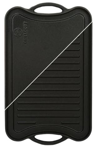 GrillGott Plancha reversible de hierro fundido 1/2, 39,5 cm x 20,5 cm, plancha de parrilla, acanalada y lisa, utilizable por ambos lados, parrilla de gas, barbacoa, accesorios para barbacoa, color