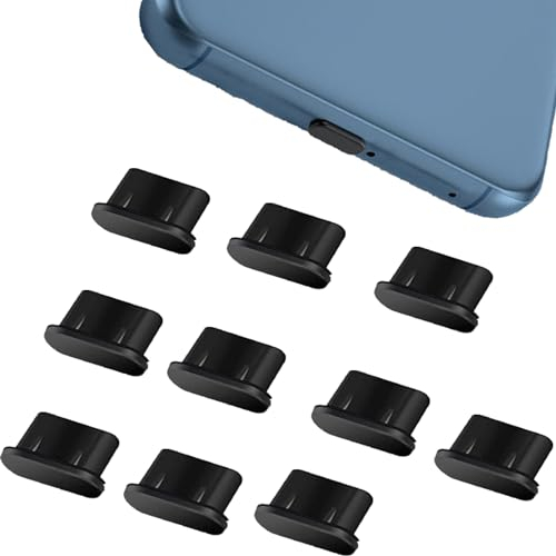 JCKD 10 pieces of black dust cover plug, USB3.1 Type-C port dust plug protector plug, phone dust cover, suitable for Huawei, Xiaomi, Samsung, smartphones, tablets and compatible with most Type-C ports