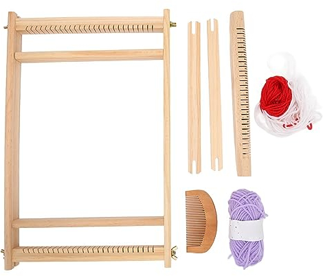 Webstuhl-Set, 38,1 X 25,4 Cm, Holz, Multi-Craft-Webstuhl, Kunsthandwerk, Fördert die Kreativität, Großer Webrahmen mit Ständer, Gobelin-Webstuhl für Kinder und Erwachsene