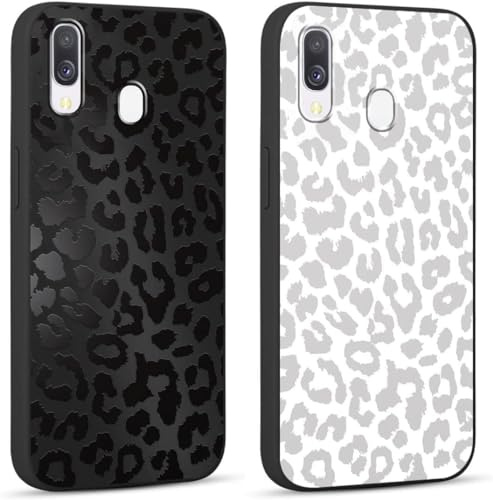 Yoedge 2 Stück HandyHülle für Samsung Galaxy A40 Hülle 5,9, Schutzhülle für Samsung A40 Case 3D Leopard Muster Design Aesthetic Mädchen Junge Geschenk Weich TPU Silikon Stoßfest Cover, Schwarz