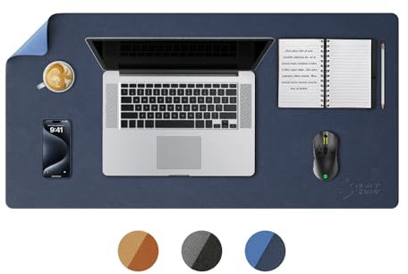 Black Shark rutschfeste Lederschreibtischunterlage, Tastatur-Gaming-Mausmatte (800 x400 x 3mm), Große Schreibtischabdeckung, Wasserdichte Schreibunterlage - Manta P9 Marineblau