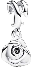 Feitery Rose in Bloom Dangle Charm Herz Anhänger Armband Geschenke zum Muttertag