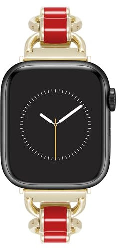 Anne Klein Pulsera de cadena de moda para Apple Watch, Dorado/rojo, 38/40/41mm, WK-1020RDGP38