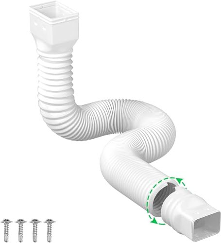 Estensione flessibile per grondaia pluviale, prolunga per tubo di scarico bianco, estensioni per tubi di drenaggio dell'acqua piovana, estensibile da 47 cm a 147,3 cm, confezione da 1