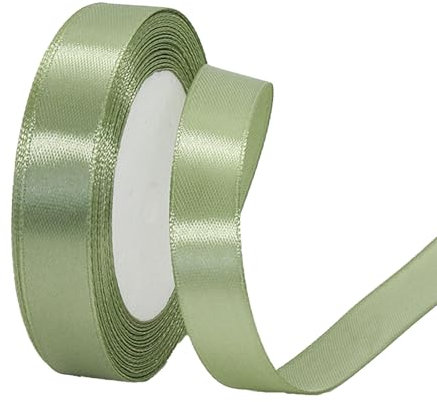 22m Satinband Geschenkband Salbei Grün 15mm Breit,Seidenband Dick Schleifenband Satin Dekoband Geschenkverpackung Deko Band Stoffband für Halloween Weihnachten Hochzeit Taufe Geburtstag DIY-Handwerk