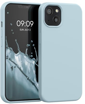 kwmobile Carcasa Compatible con Apple iPhone 13 Funda - Case TPU y Silicona antigolpes - Apto Carga inalámbrica - Azul Pastel