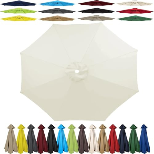 SDNAM Tissu de Rechange pour Parasol de Jardin 2m/2,30m/2,7m/3,0m, 6/8 Baleines Housse de Rechange Auvent de Rechange pour Parasol d'extérieur(6S,3m/8ribs)