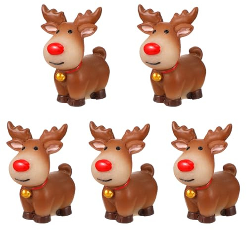 Operitacx 5 Pcs Christmas Elk Desktop Adornment Creative Elk Statue Micro-Landscape Desktop Decoration Resin Decorations for Bedroom Living Room Style 2