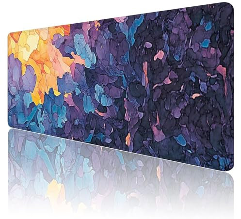 Tapis de Souris Abstrait Tapis de Souris Gamer XXL 900x600x3mm ImperméAble Et AntidéRapant Mousepad Bords Cousus Une éTendu SousMains Tapis Souris Violet pour Gamer, Pc et DéCoration de Bureau R57