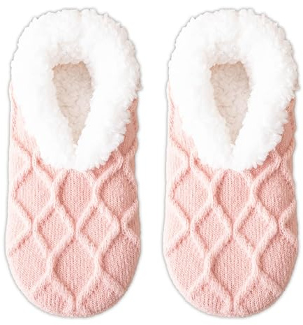 GWAWG Pantoffelsocken für Frauen, warme flauschige Socken, kuschelige Fleece gefütterte Anti-Rutsch-Bettsocken, gestrickte dicke Winter-Bodensocken für Frauen Männer Indoor Weihnachtspantoffeln Socken
