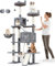 Devoko Cat Tree, 209 cm Large Cat Tower with Scratching Posts, 2 Scratching Ramp,2 Caves, 2 Perches,Basket, Hammock, Pompoms, Cat Furniture for Indoor Cats (Gray, 209cm)