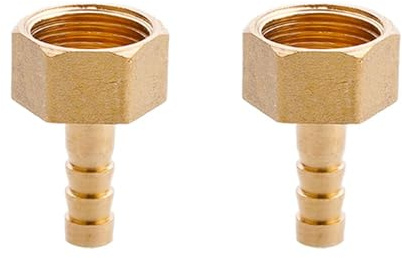 TopHomer 2 Stück Messing-Schlauchverbinder, G1/2 Innengewinde auf 8 mm Widerhaken, Schlauchkupplung, Pagodengelenk, Schnellverbindung, Gasrohr-Adapter für Haus und Garten