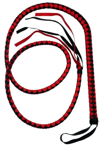 Mayting Fouet de Taureau en Faux Cuir, Fouet de Costume de Femme Féline, Fouet de Cow-Boy Occidental, Performance Halloween Cosplay pour Indiana (Noir + Rouge)