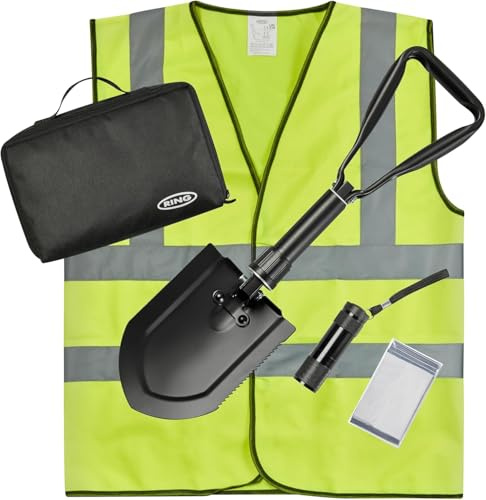 RING RWK2 Compact Winter Car Rescue Kit | Includes Shovel, High-Vis Jacket, LED Torch, Foil Blanket, Compact Storage Case, Essential for Winter Emergencies