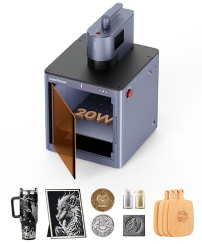 LaserPecker LP5 Laser Graviermaschine mit Schutzschild 20W Faserlaser + 20W 450nm Blaue Diodenlaser Laser Gravierer Laser Cutter 10,000mm/s für Kommerzielle Chargenverarbeitung